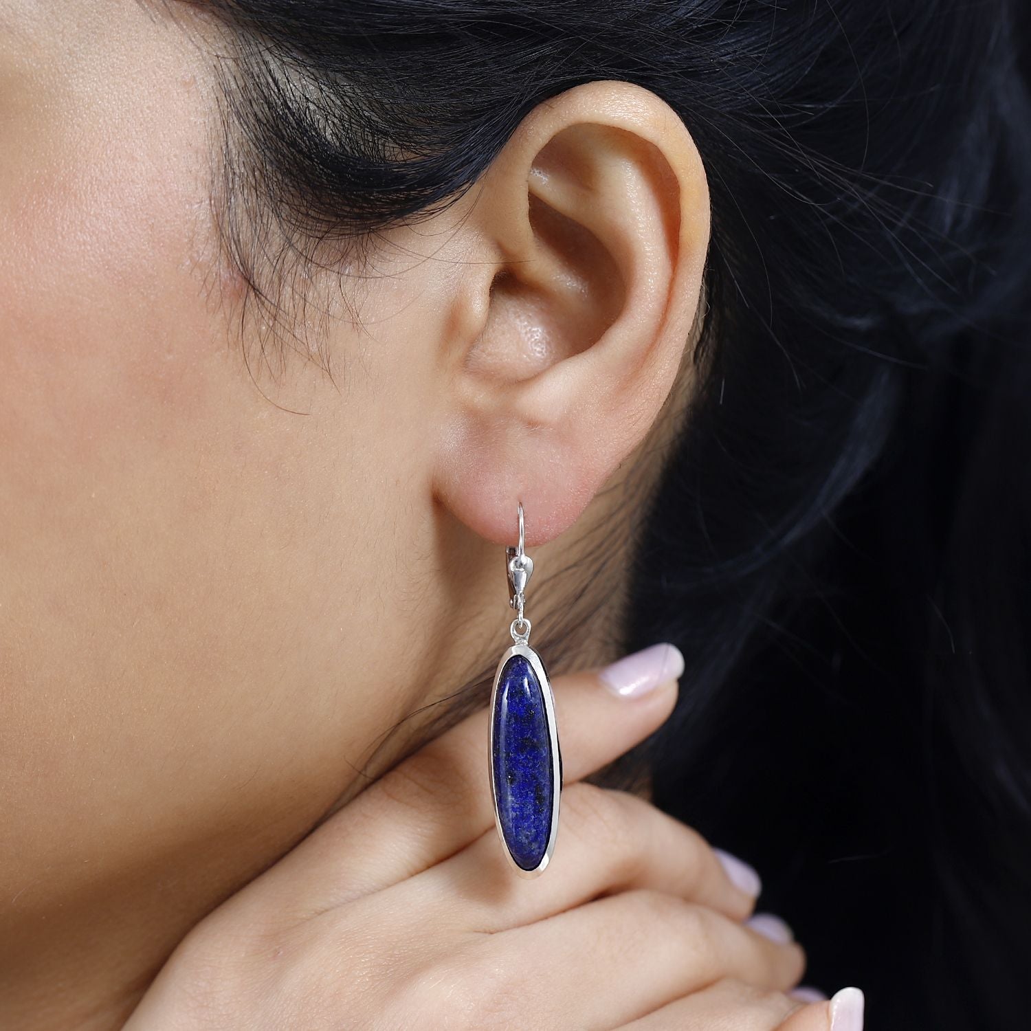 Lapislazuli Ohrringe 925 Silber rhodiniert ca. 23,75 ct.