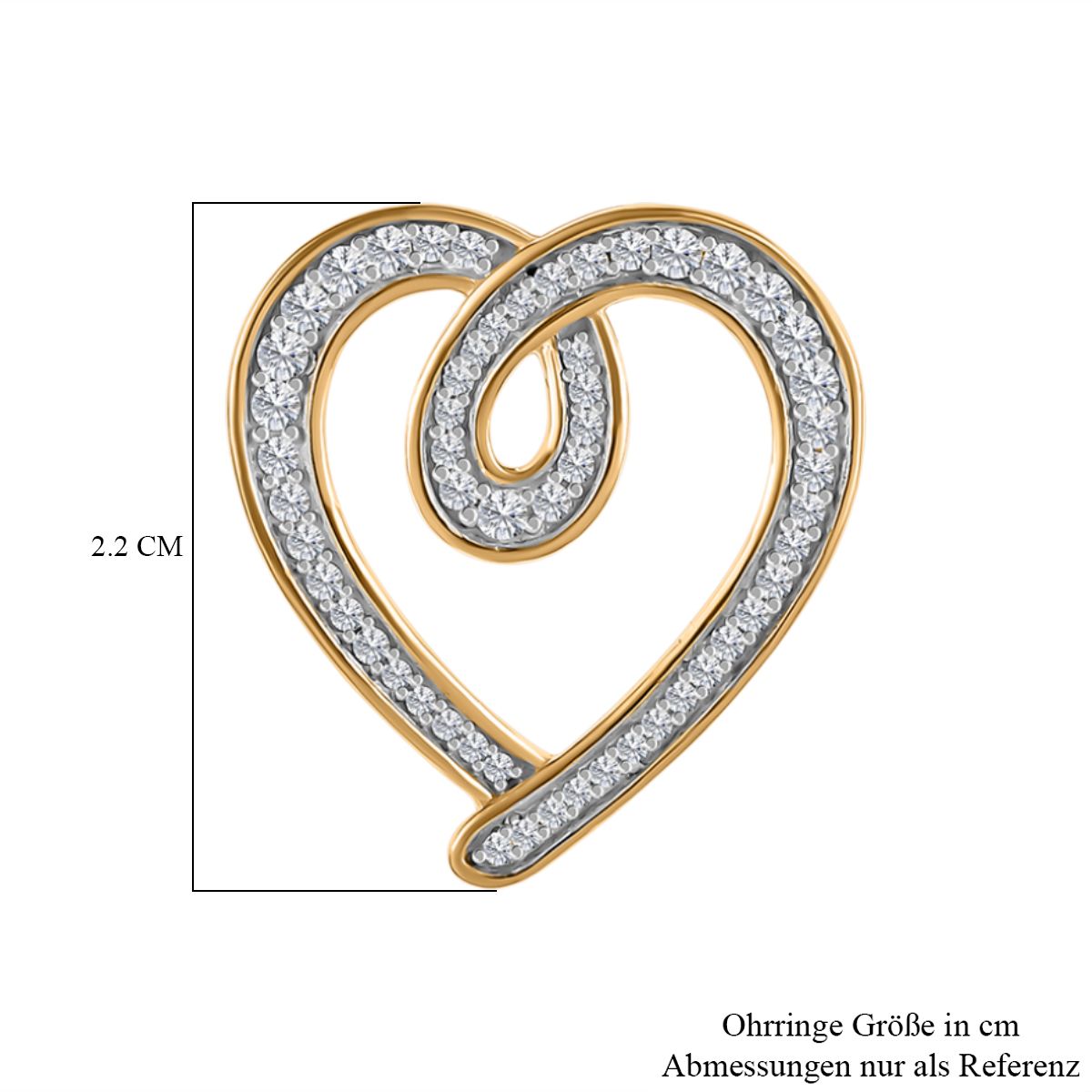 Moissanit Ohrringe 925 Silber Gelbgold Vermeil ca. 1,01 ct.