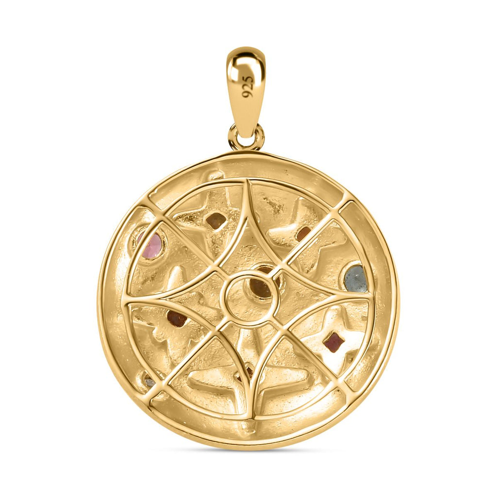 AA Mehrfarbiger-Turmalin Anhänger, 925 Silber Gelbgold Vermeil ca. 0.69 ct