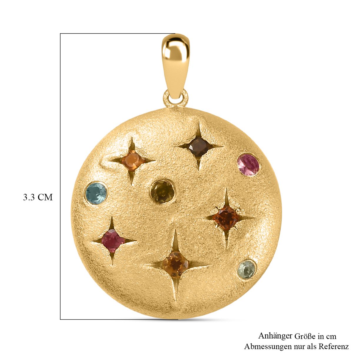 AA Mehrfarbiger-Turmalin Anhänger, 925 Silber Gelbgold Vermeil ca. 0.69 ct