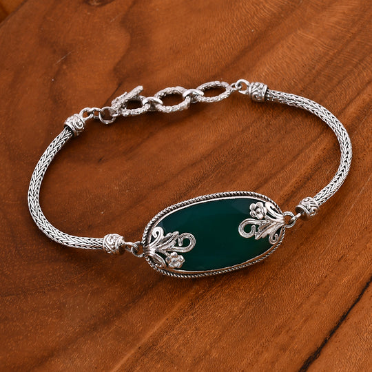 Verde Onyx Armband ca. 19 cm 925 Silber ca. 20,96 ct.