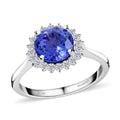 AAAA Tansanit, Weißer Diamant Ring 950 Platin (Größe 17.00) ca. 3,50 ct