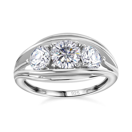 Moissanit Ring, 925 Silber platiniert, ca. 1.65 ct