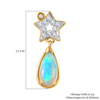 AA Natürlicher, äthiopischer Welo Opal, Weißer Zirkon Ohrringe 925 Silber Gelbgold Vermeil ca. 1,65 ct.