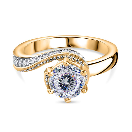 Moissanit Ring 925 Silber Gelbgold Vermeil (Größe 20.00) ca. 1,51 ct