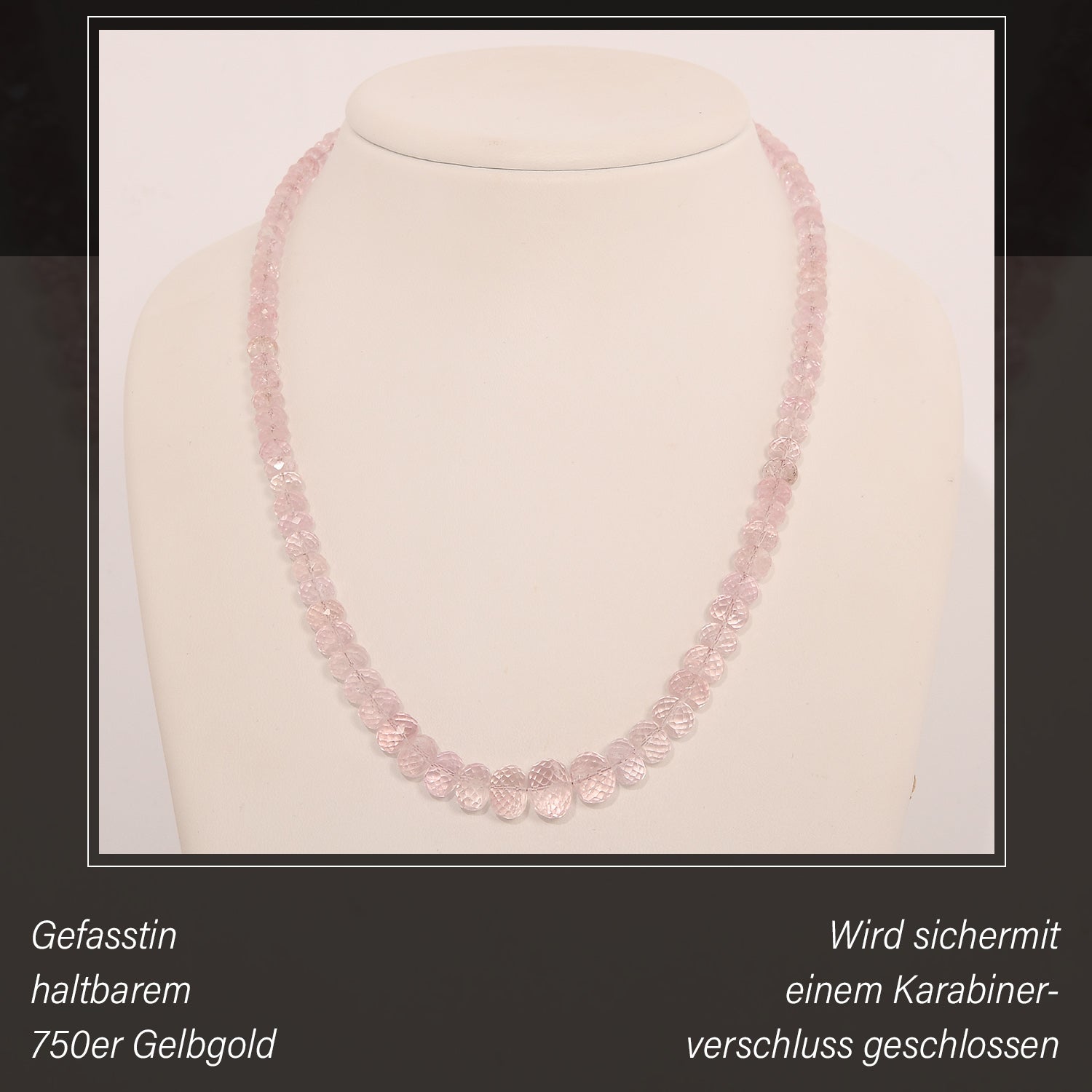Iliana AAA Morganit Halskette ca. 45 cm 750 Gold ca. 155,00 ct.
