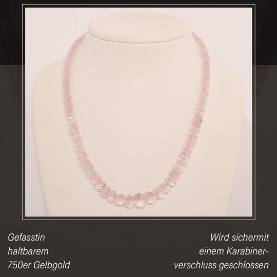 EXTREM SELTEN - ILIANA AAA Rosa Morganit Halskette, Zertifiziert, ca. 45 cm 750 Gelbgold ca. 155.00 ct