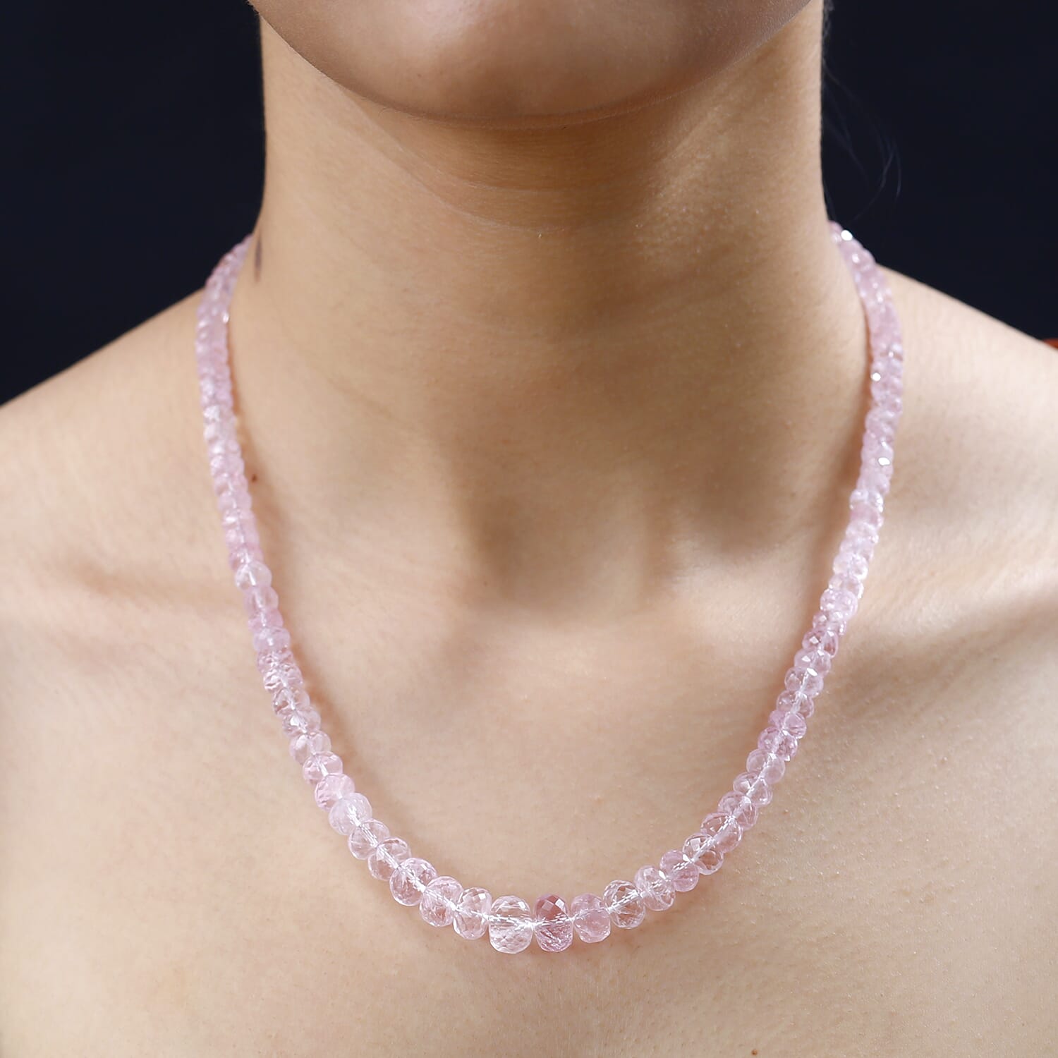 EXTREM SELTEN - ILIANA AAA Rosa Morganit Halskette, Zertifiziert, ca. 45 cm 750 Gelbgold ca. 155.00 ct