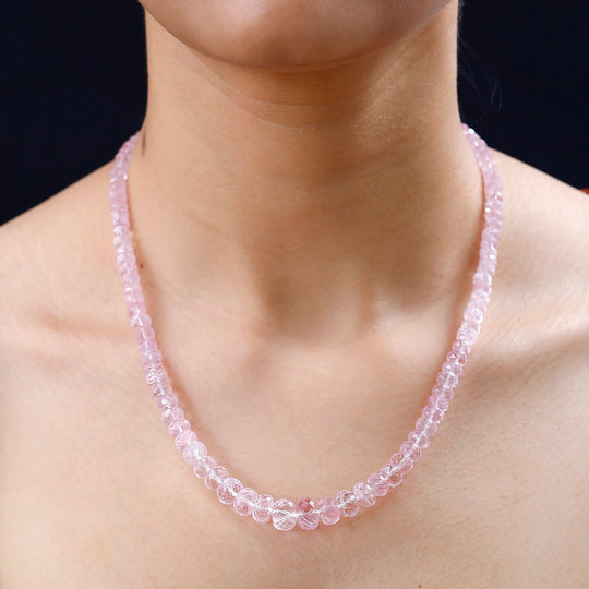EXTREM SELTEN - ILIANA AAA Rosa Morganit Halskette, Zertifiziert, ca. 45 cm 750 Gelbgold ca. 155.00 ct