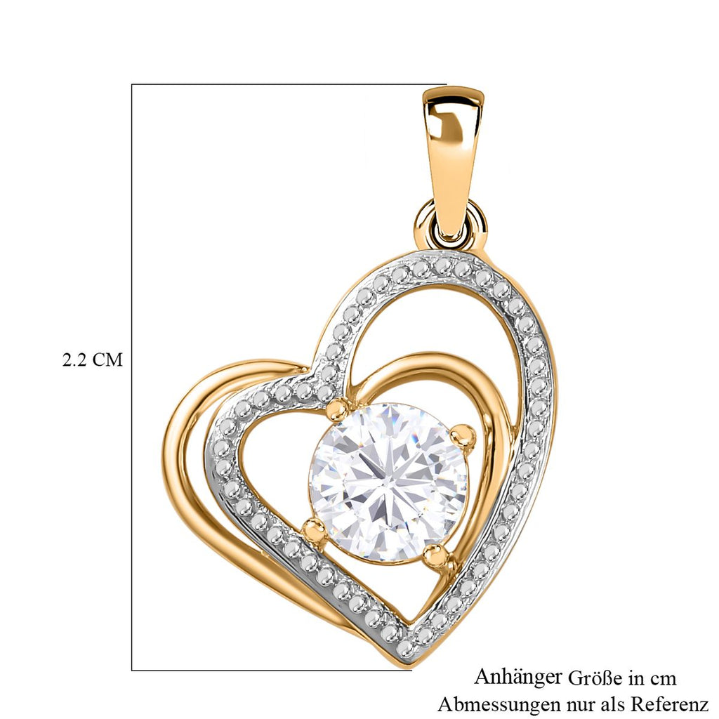 Moissanit Anhänger 925 Silber Gelbgold Vermeil ca. 0,75 ct.