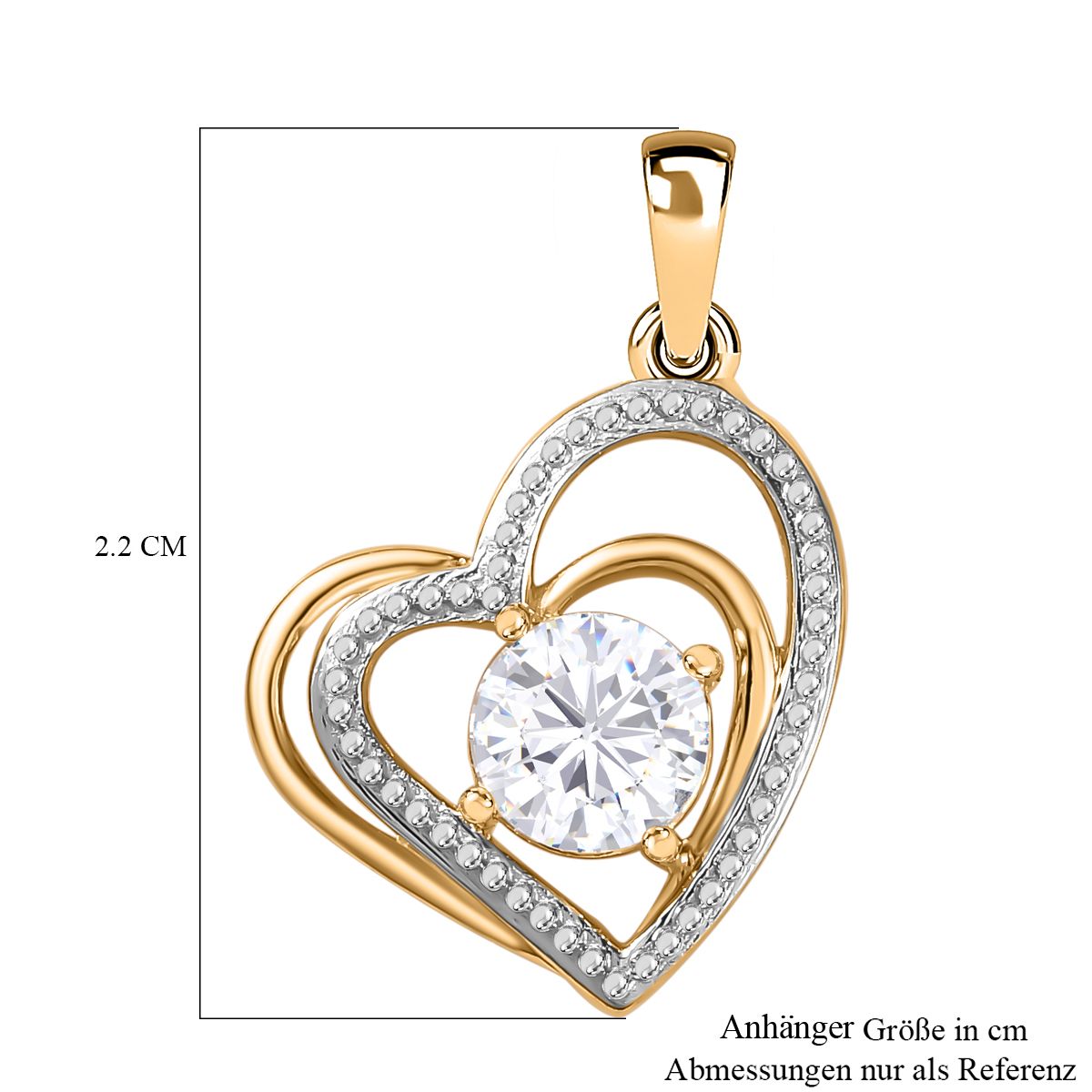 Moissanit Anhänger 925 Silber Gelbgold Vermeil ca. 0,75 ct.