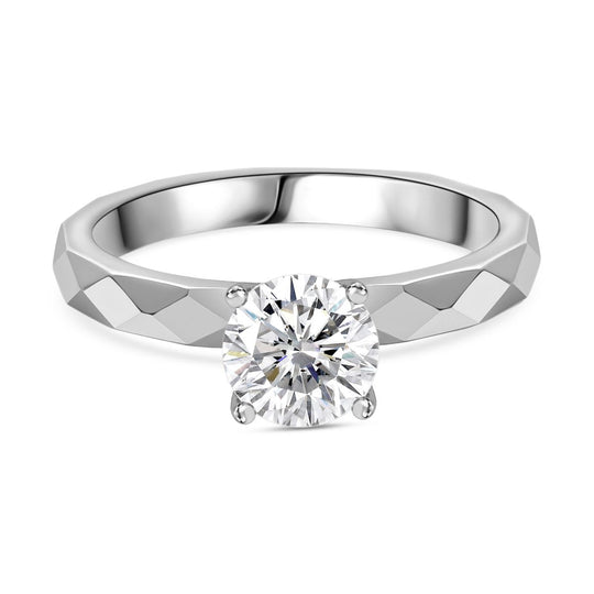 Moissanit Ring 925 Silber platiniert (Größe 21.00) ca. 0,90 ct