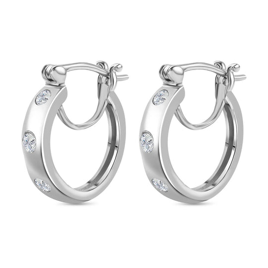 Moissanit Trilogie Creolen, 925 Silber Gelbgold Vermeil - 0,62 ct.