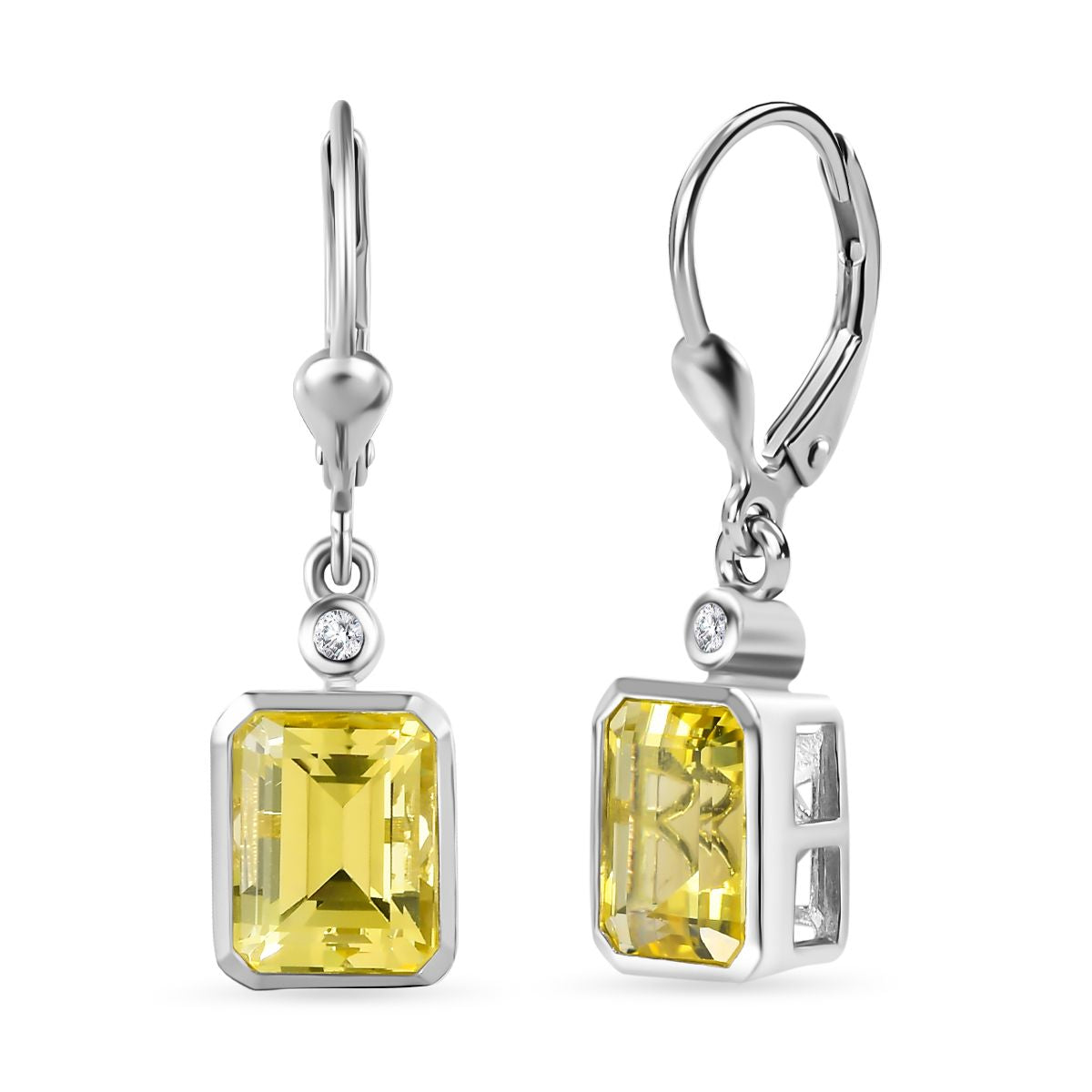 AAA Ouro Verde-Quarz, Weißer Zirkon Ohrringe 925 Silber platiniert ca. 4,73 ct.