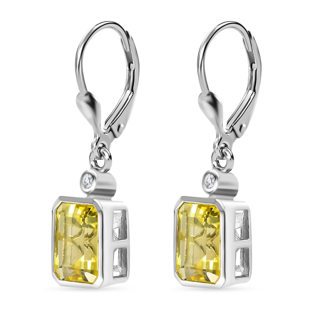 AAA Ouro Verde-Quarz, Weißer Zirkon Ohrringe 925 Silber platiniert ca. 4,73 ct.