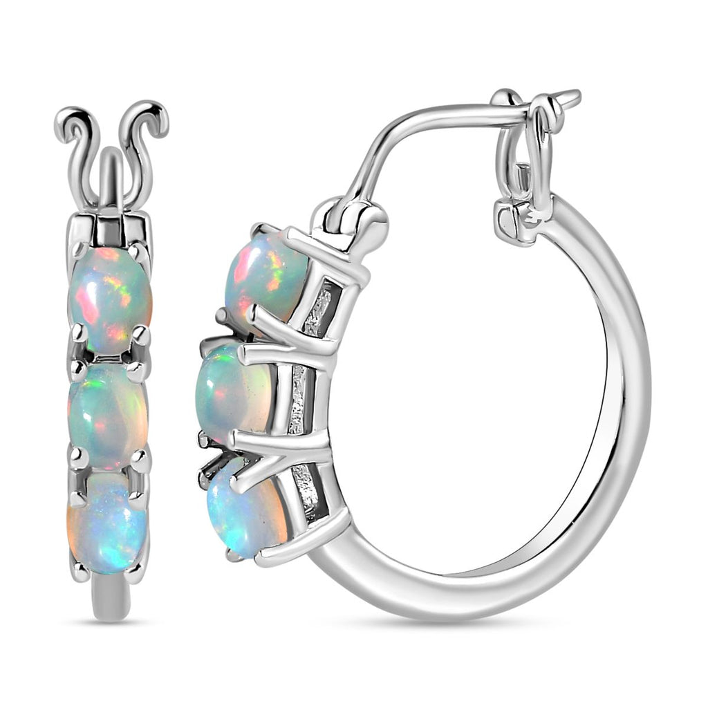 AA Natürlicher, äthiopischer Welo Opal Ohrringe 925 Silber platiniert ca. 0.79 ct