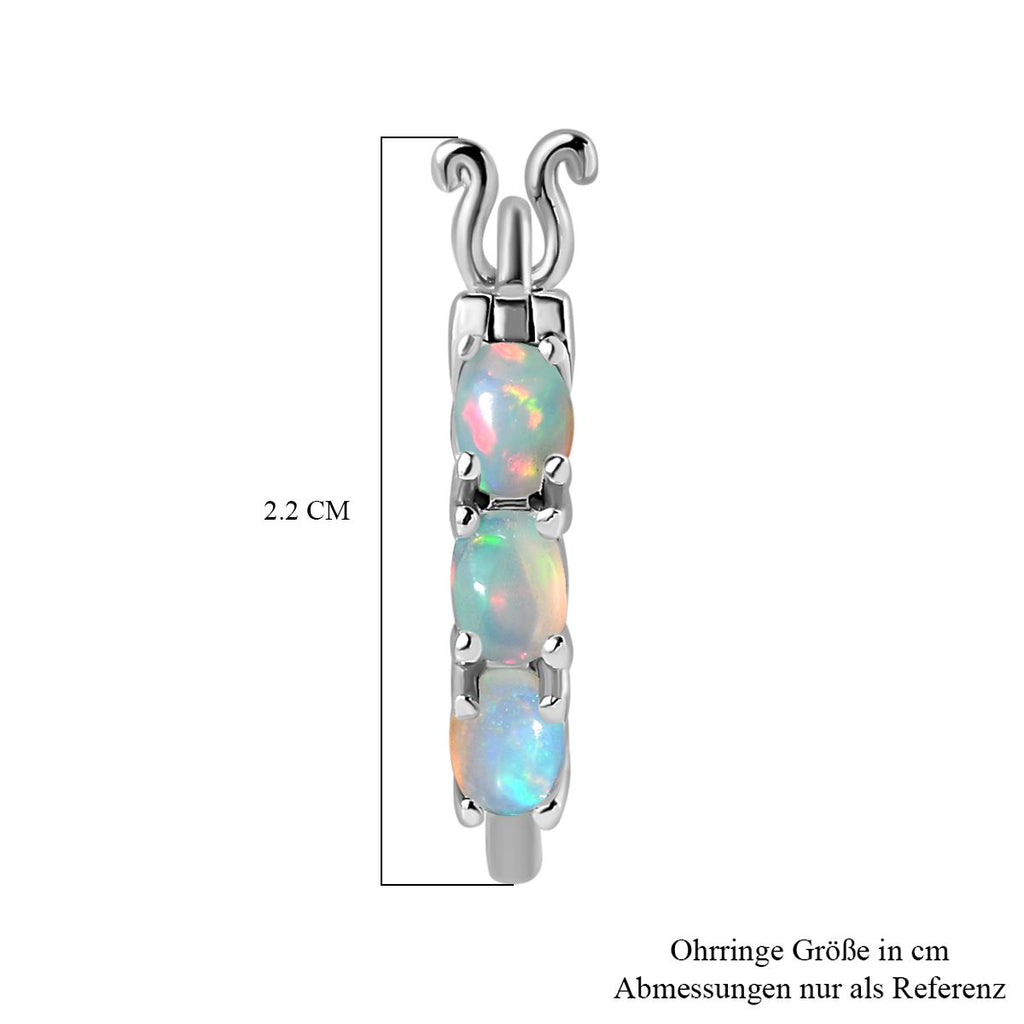 AA Natürlicher, äthiopischer Welo Opal Ohrringe 925 Silber platiniert ca. 0.79 ct