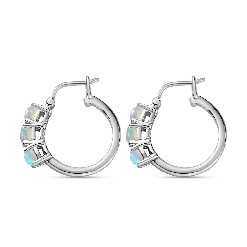 AA Natürlicher, äthiopischer Welo Opal Ohrringe 925 Silber platiniert ca. 0.79 ct