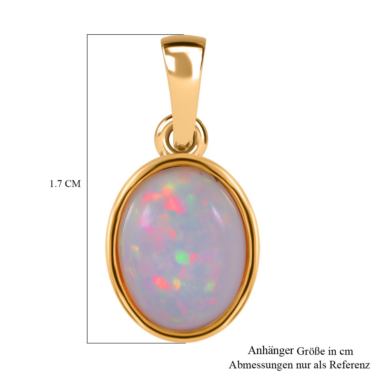 AA Natürlicher, äthiopischer Welo Opal Anhänger 925 Silber Gelbgold Vermeil ca. 1,21 ct.