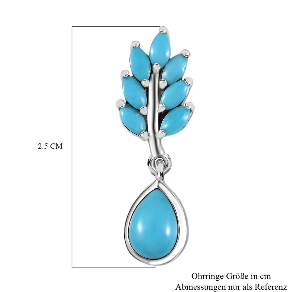AA Sleeping Beauty Türkis Ohrringe 925 Silber rhodiniert ca. 2,68 ct.