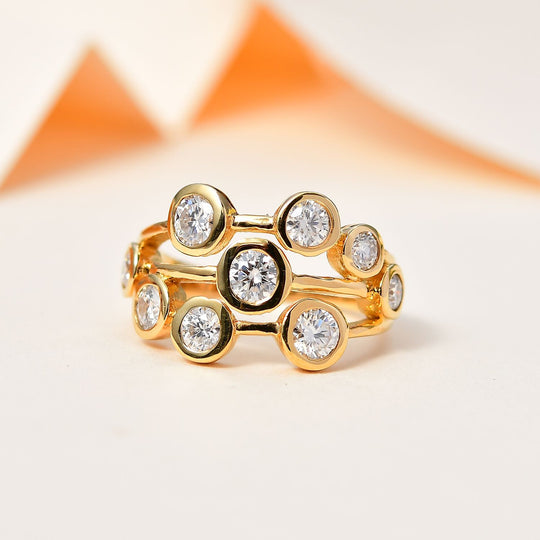 Moissanit Ring 925 Silber Gelbgold Vermeil (Größe 17.00) ca. 1,48 ct
