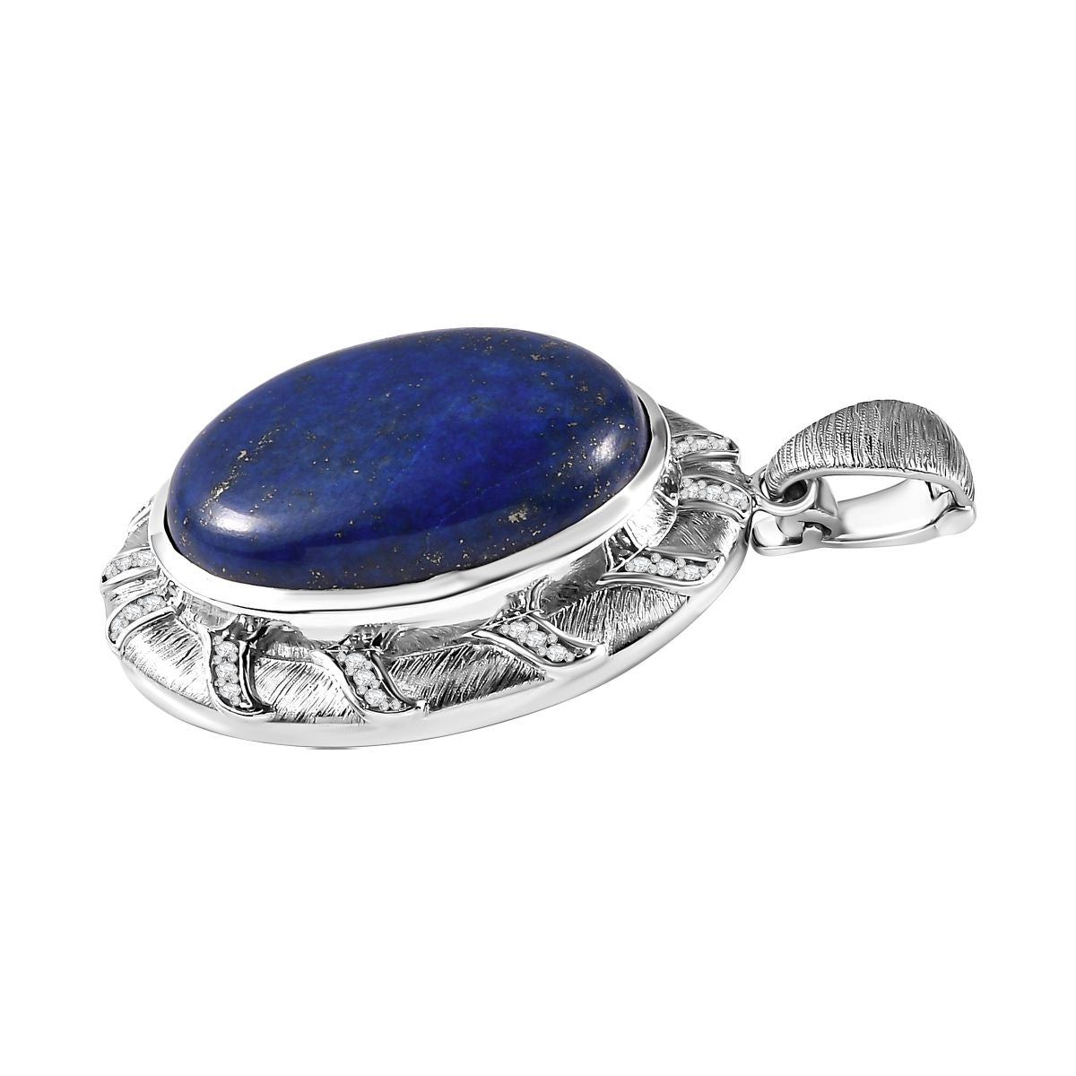 Lapislazuli, Weißer Zirkon Anhänger 925 Silber rhodiniert ca. 50,91 ct.