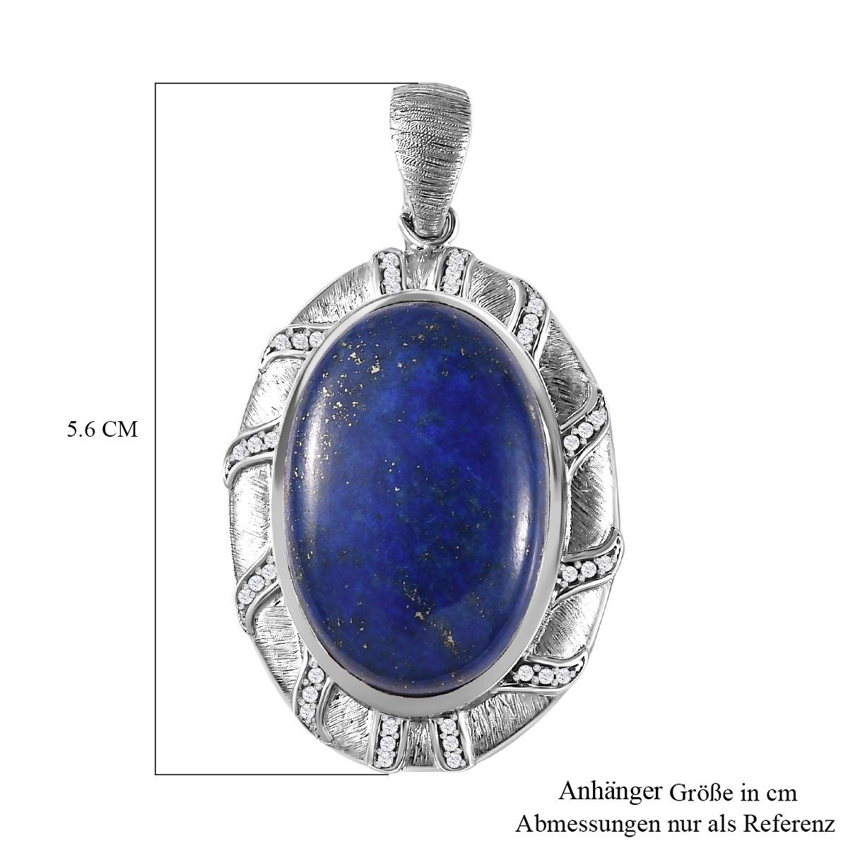 Lapislazuli, Weißer Zirkon Anhänger 925 Silber rhodiniert ca. 50,91 ct.