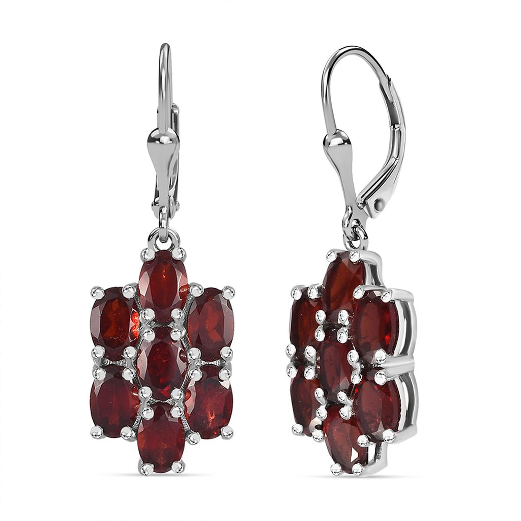 Roter Granat Ohrringe 925 Silber rhodiniert ca. 7,84 ct.