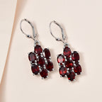 Roter Granat Ohrringe 925 Silber rhodiniert ca. 7,84 ct.