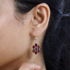 Roter Granat Ohrringe 925 Silber rhodiniert ca. 7,84 ct.