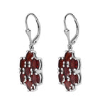 Roter Granat Ohrringe 925 Silber rhodiniert ca. 7,84 ct.