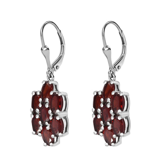 Roter Granat Ohrringe 925 Silber rhodiniert ca. 7,84 ct.