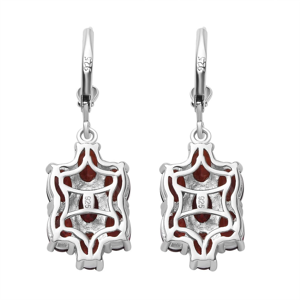 Roter Granat Ohrringe 925 Silber rhodiniert ca. 7,84 ct.