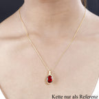 Lab Created Padparadscha-Saphir Anhänger 925 Silber Gelbgold Vermeil ca. 7,04 ct.
