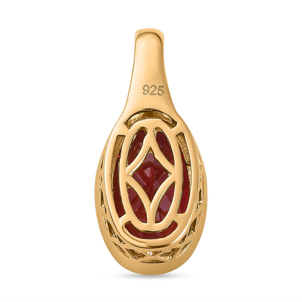Lab Created Padparadscha-Saphir Anhänger 925 Silber Gelbgold Vermeil ca. 7,04 ct.