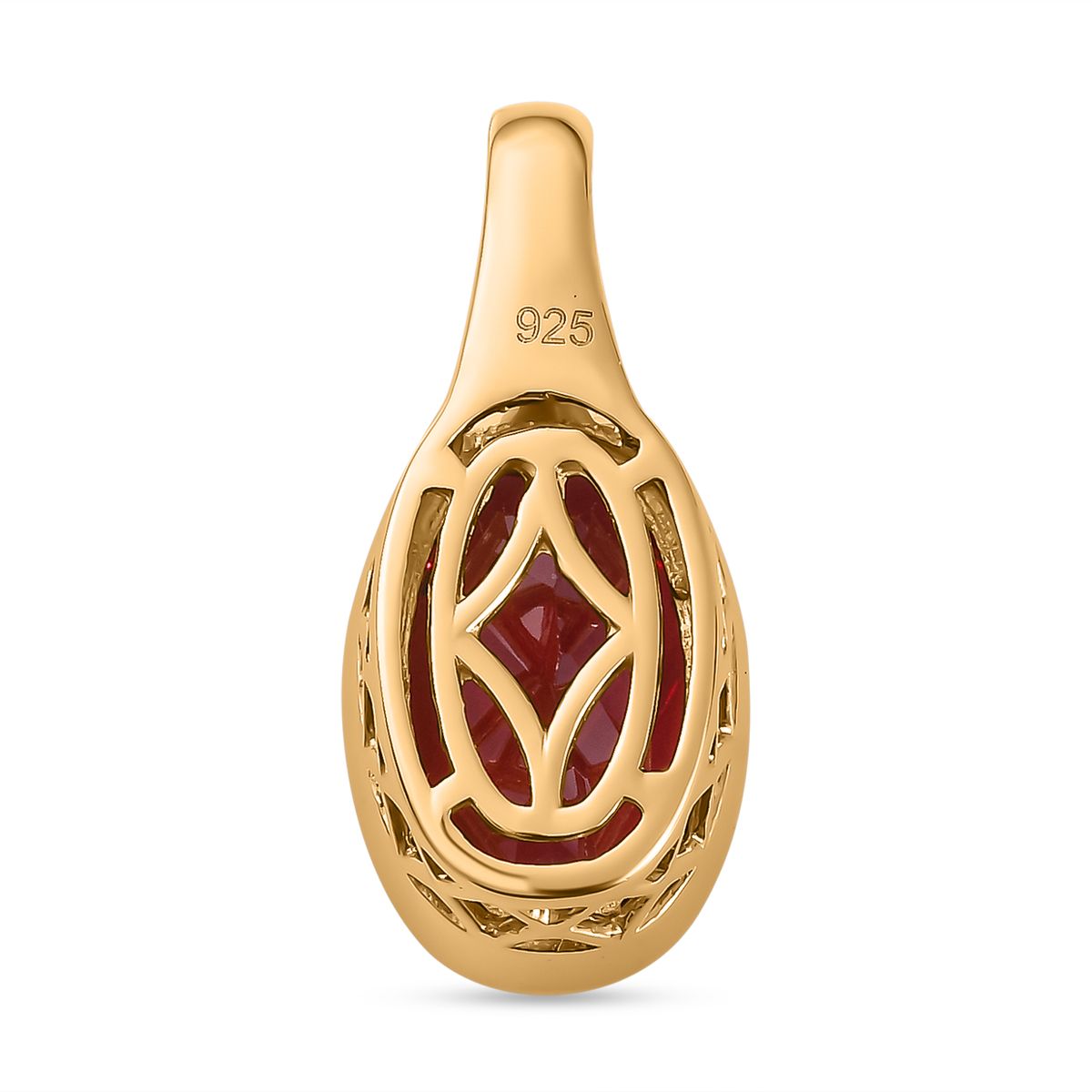 Lab Created Padparadscha-Saphir Anhänger 925 Silber Gelbgold Vermeil ca. 7,04 ct.