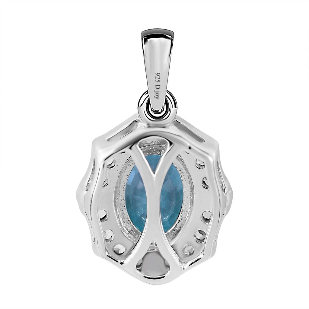 AA Blauer Zirkon, Weißer Zirkon Anhänger 925 Silber rhodiniert ca. 2,38 ct.