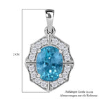 AA Blauer Zirkon, Weißer Zirkon Anhänger 925 Silber rhodiniert ca. 2,38 ct.