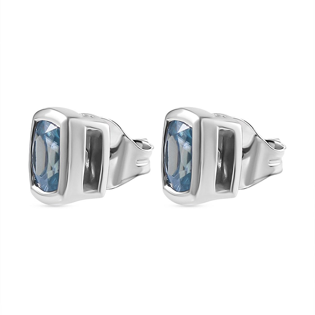 AA Blauer Zirkon Ohrringe 925 Silber rhodiniert ca. 1,83 ct.