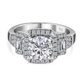 Moissanit Ring, geschliffen im Cushion Cut und Baguette Schliff, aus 925 Silber rhodiniert, (Größe 18.00) ca. 2.13 ct