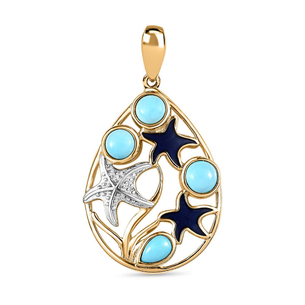 AA Sleeping Beauty Türkis Anhänger 925 Silber Gelbgold Vermeil ca. 1,25 ct.