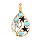 AA Sleeping Beauty Türkis Anhänger 925 Silber Gelbgold Vermeil ca. 1,25 ct.