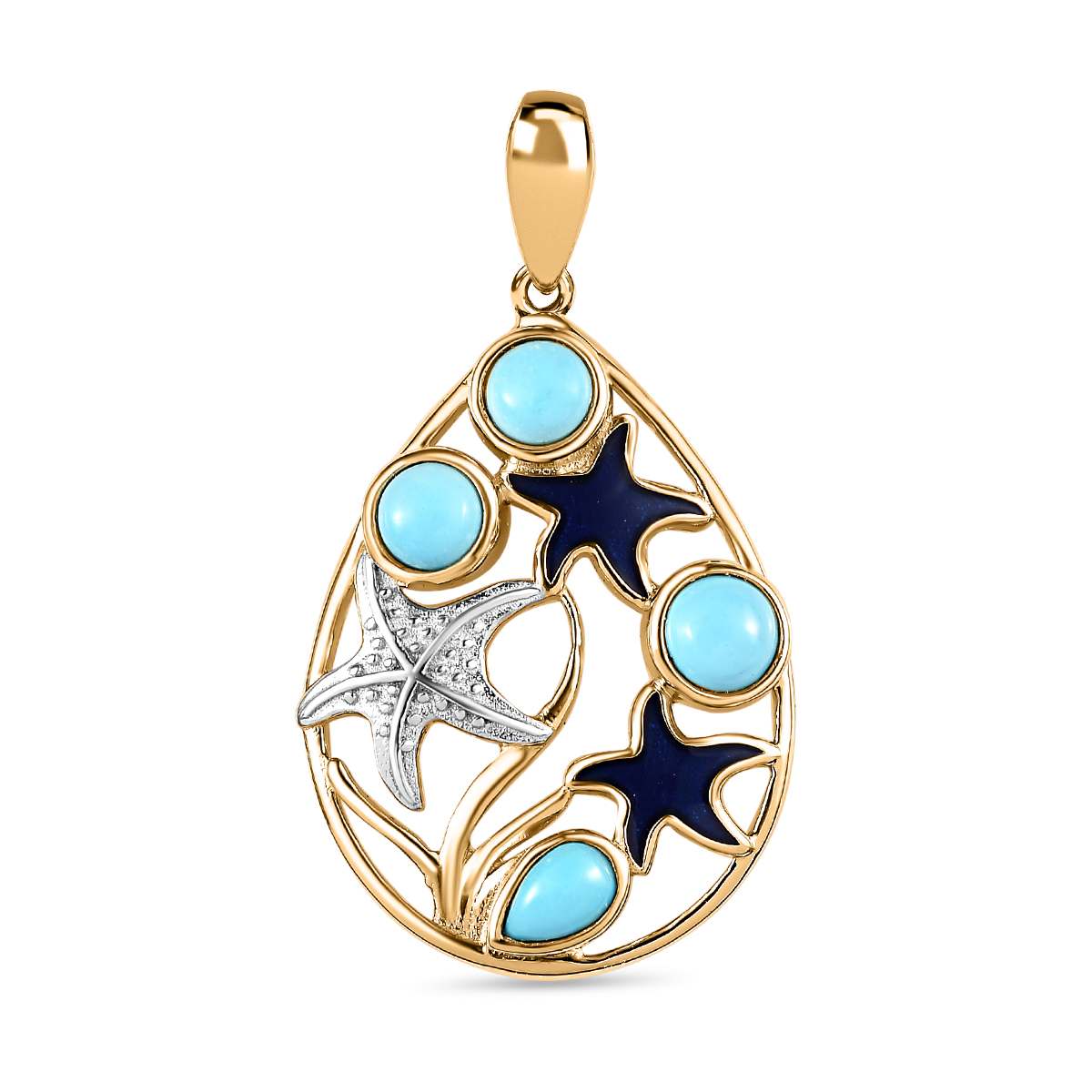 AA Sleeping Beauty Türkis Anhänger 925 Silber Gelbgold Vermeil ca. 1,25 ct.