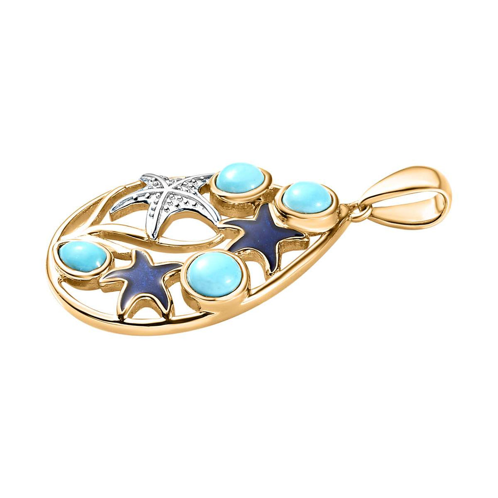AA Sleeping Beauty Türkis Anhänger 925 Silber Gelbgold Vermeil ca. 1,25 ct.