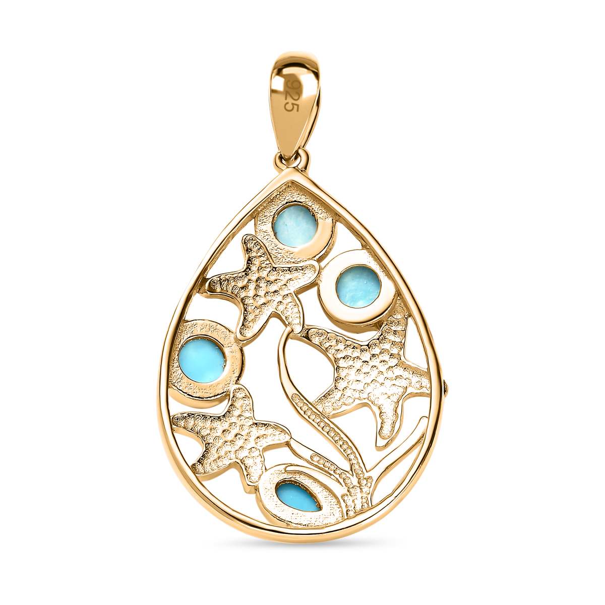 AA Sleeping Beauty Türkis Anhänger 925 Silber Gelbgold Vermeil ca. 1,25 ct.