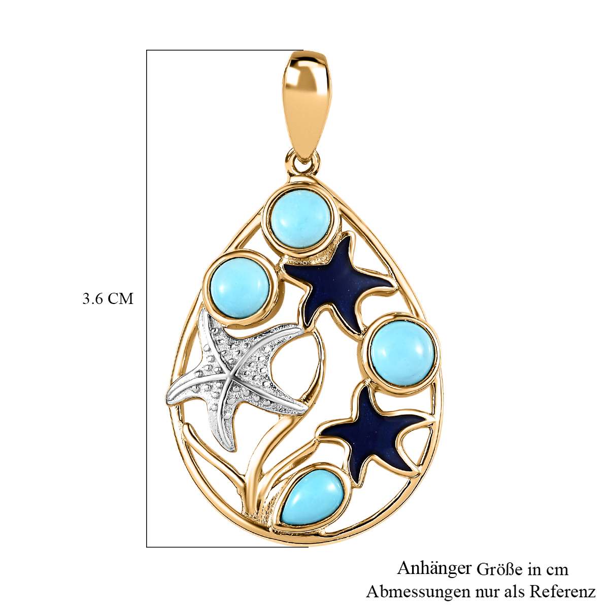 AA Sleeping Beauty Türkis Anhänger 925 Silber Gelbgold Vermeil ca. 1,25 ct.