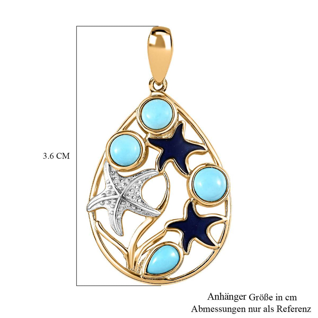 AA Sleeping Beauty Türkis Anhänger 925 Silber Gelbgold Vermeil ca. 1,25 ct.