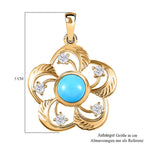 AA Sleeping Beauty Türkis, Weißer Zirkon Anhänger 925 Silber Gelbgold Vermeil ca. 1,67 ct.