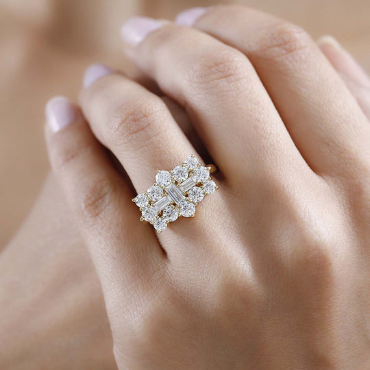 Moissanit Ring 925 Silber Gelbgold Vermeil (Größe 21.00) ca. 2,15 ct