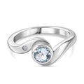 Espirito Santo AA Aquamarin, Weißer Zirkon Ring 925 Silber platiniert (Größe 17.00) ca. 0.44 ct